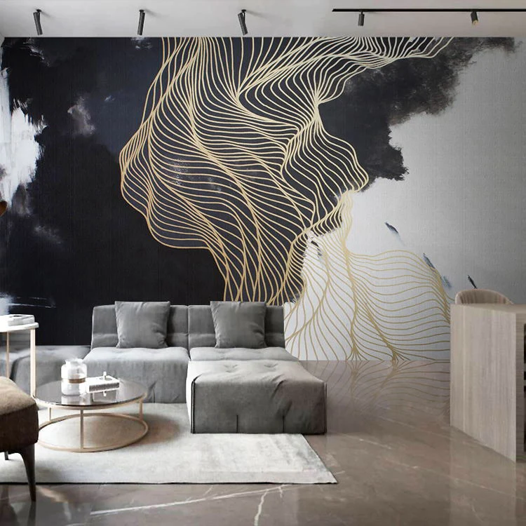 Breed Unique Murals Accent Wall Classic Chinese Sun and Mountain and Trellis, Customized Size Available Black