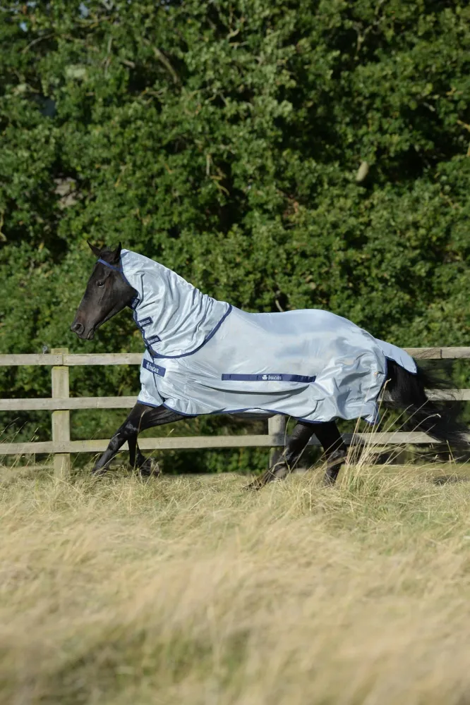 Buzz-Off Full Neck Fly Rug Fixed Neck Silver/Blue 125