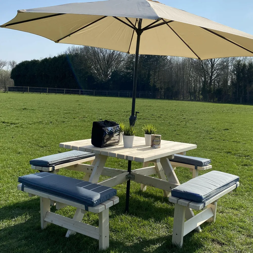 Charcoal picnic table cushion 57cm