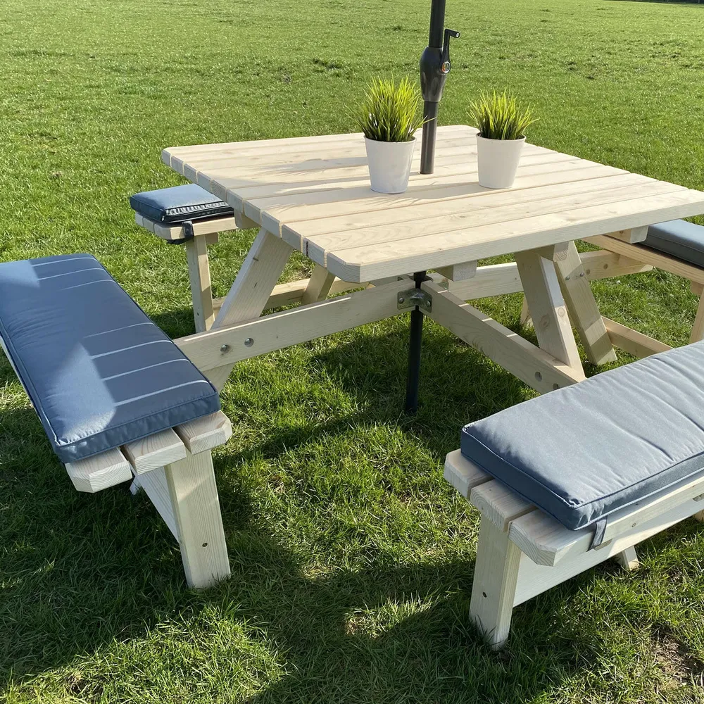 Charcoal picnic table cushion 57cm