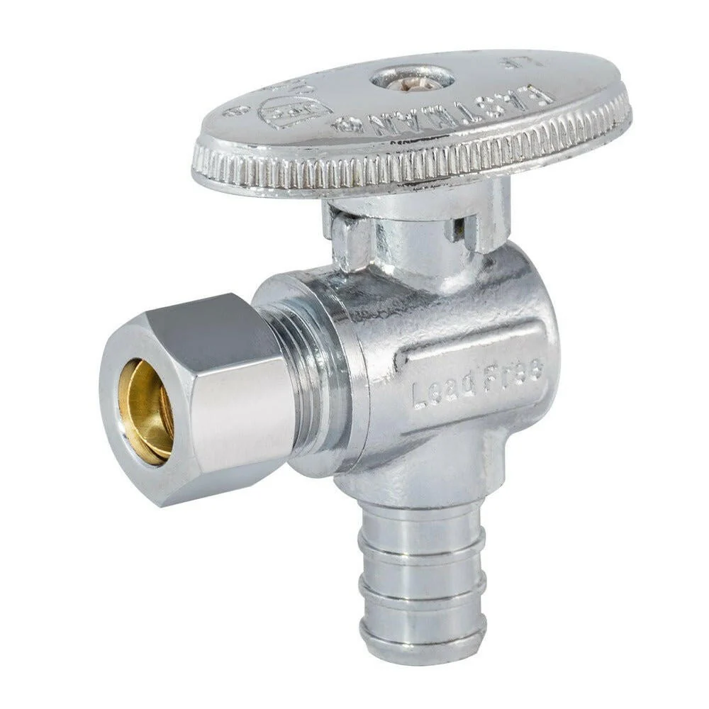 Eastman 1/4-Turn Angle Stop Valve – 1/2 . Crimp PEX x 3/8 . OD Comp