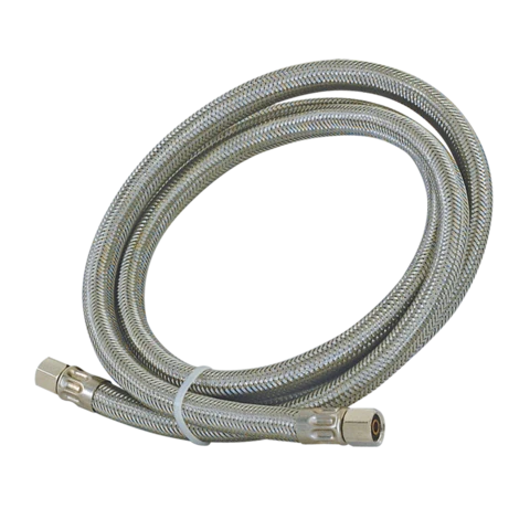 Eastman 1/4 . Comp. x 1/4 . Comp x 5 ft. Braided Stainless Staal Icemaker Connector