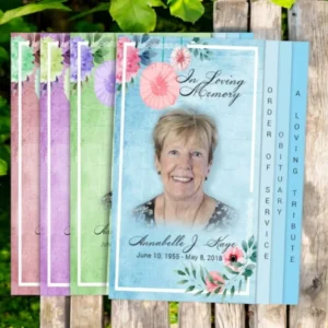 Florals 8-Sided Graduated Funeral Program Design & Print (Pack 50)
