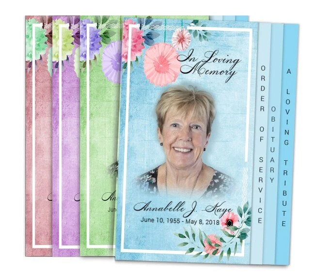 Florals 8-Sided Graduated Funeral Program Design & Print (Pack 50)