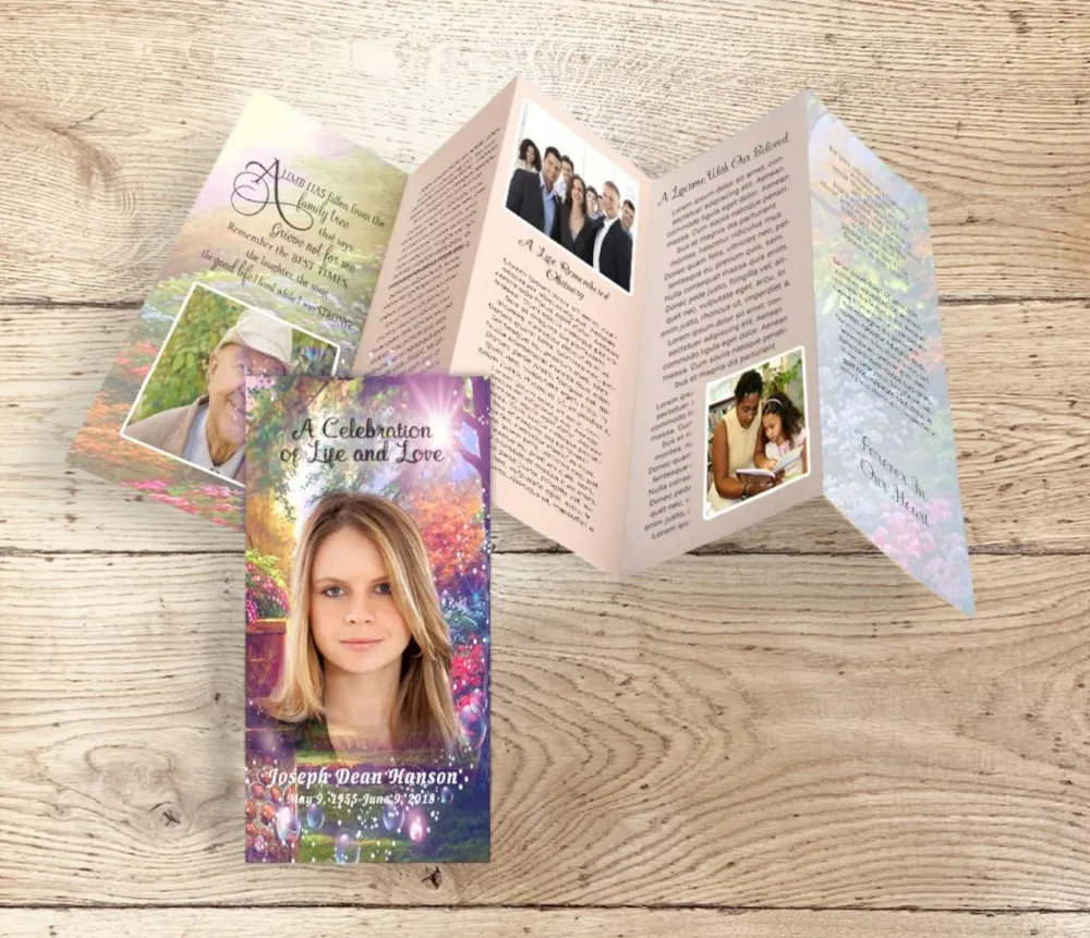 Garden Lights Accordion Fold Funeral Program Design & Print (Pack 50)