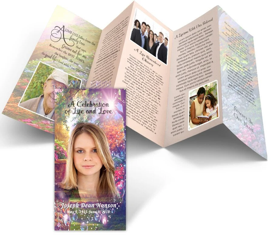 Garden Lights Accordion Fold Funeral Program Design & Print (Pack 50)