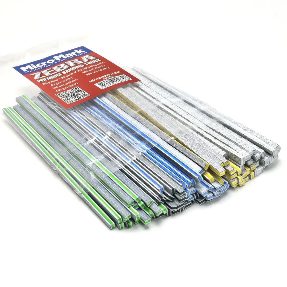 Micro-Mark Zebra Uitmuntend Sanding Twigs, Package 100 5 Grits
