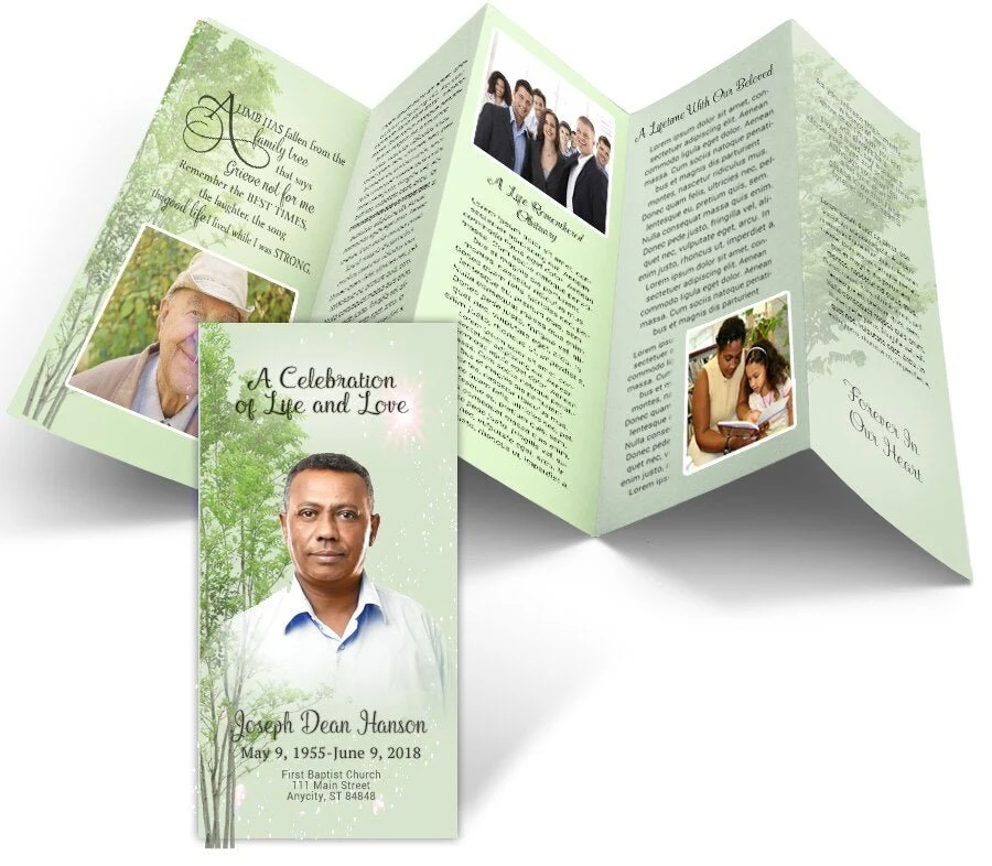 Natuurlijk Trees Accordion Fold Funeral Program Design & Print (Pack 50)