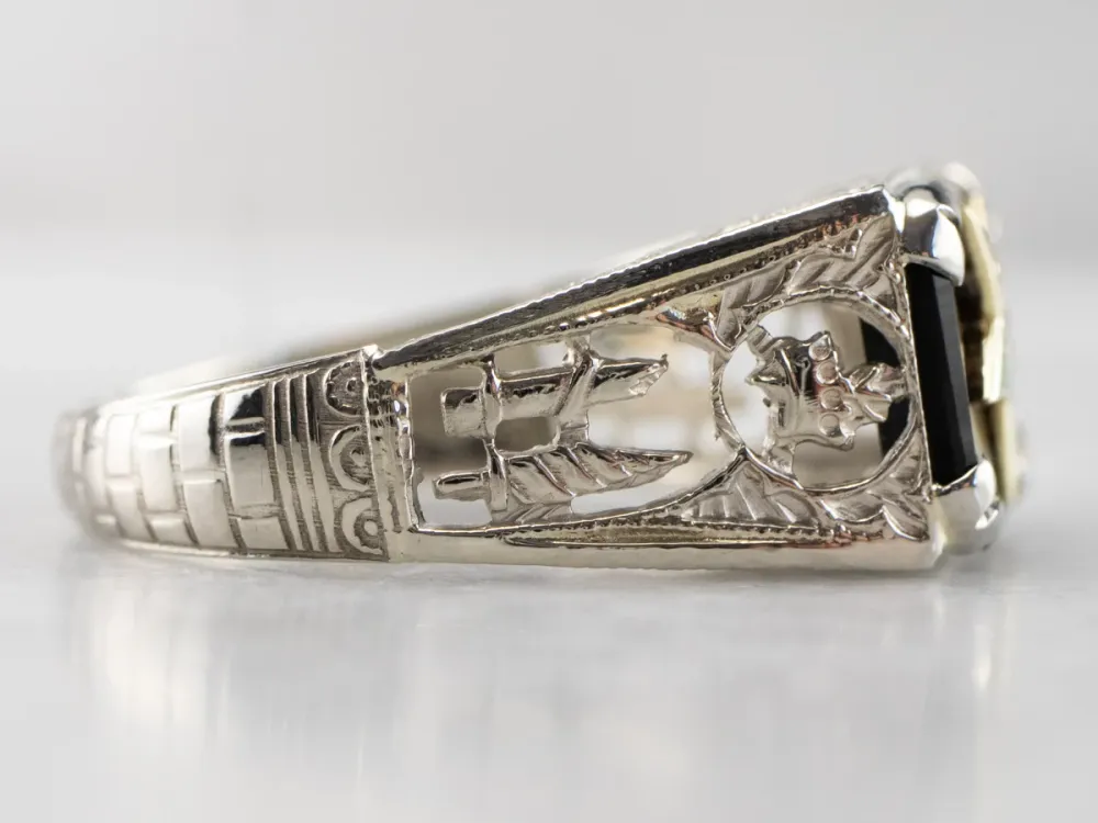 Onyx 1920s Enamel Eastern Star Ring