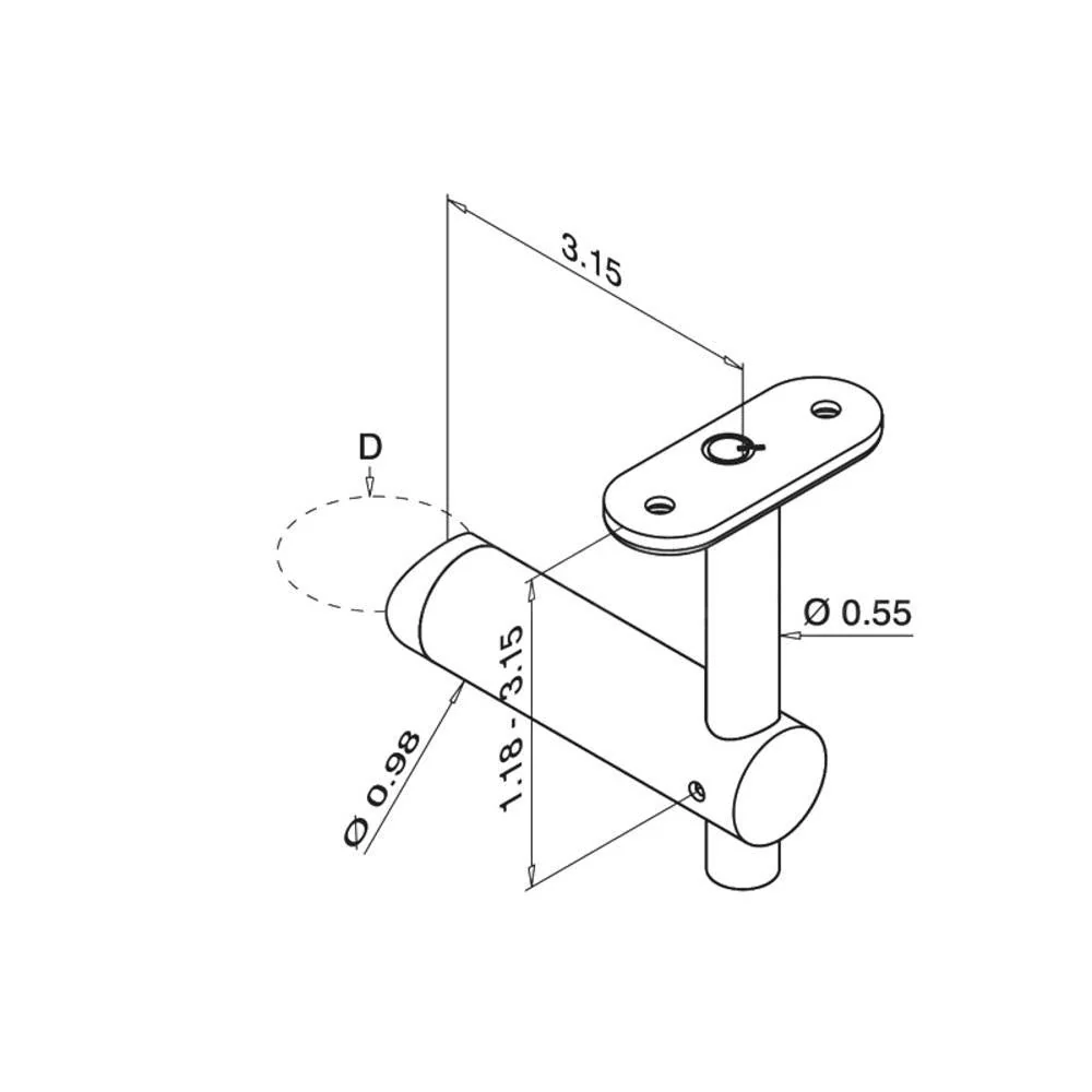 Q-railing Bracket Square Profile Handrail (Round Profile, Height Regelbaar, Tube Mount) (1-1/2'' Diameter)