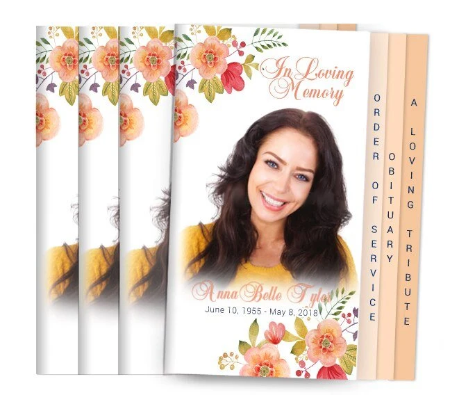 Tangerine 8-Sided Graduated Funeral Program Design & Print (Pack 50)
