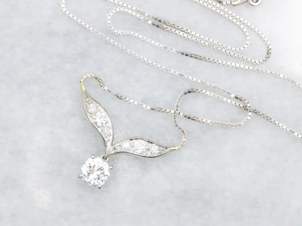 Extra Grote Diamond Necklace on Box Chain Diamond Dangle