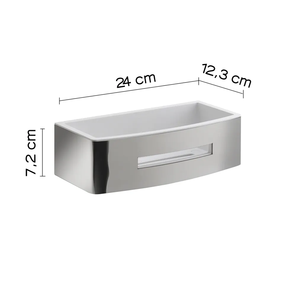 Extra Grote Rectangular shower storage box Poseidon model Gedy Stainless Staal - White