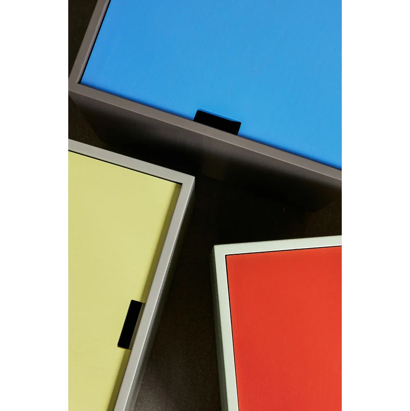 Hübsch Vault opbergboxen, blauw, bruin met Slot