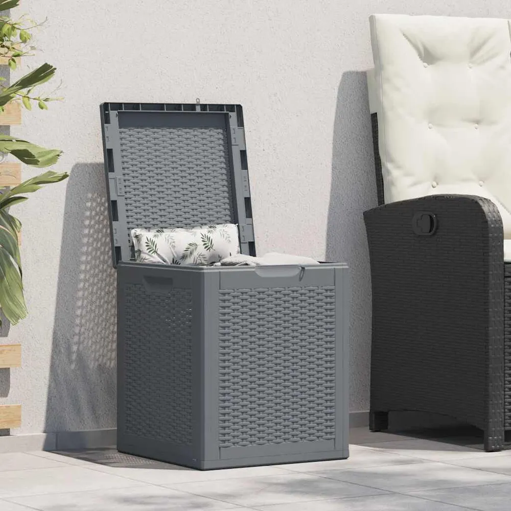 Tuinbox 90 L PP rattan grijs | UV-bestendig