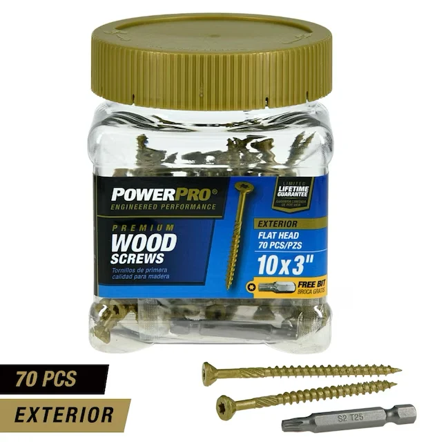 Weerbestendige Power Pro #10 x 3- Epoxy Exterior Wood Screws (70-Per Box)