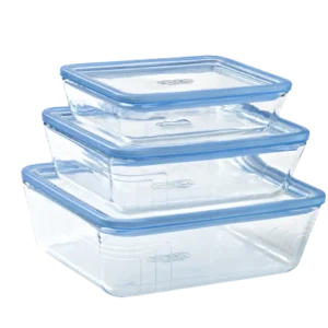 Zero Plastic - Set 3 storage boxes rectangular glass lid