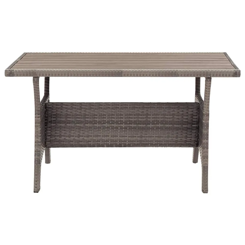 Tuintafel 120x70x66 cm poly rattan grijs