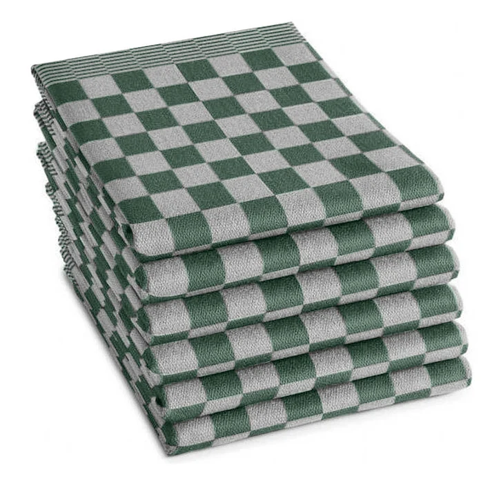 Theedoeken Geruit 65x65 cm - Set van 6 - Groen-Wit