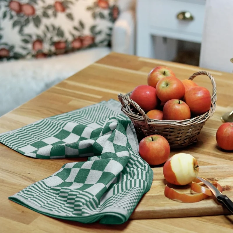 Theedoeken Geruit 65x65 cm - Set van 6 - Groen-Wit