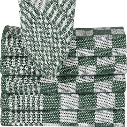 Theedoeken Geruit 65x65 cm - Set van 6 - Groen-Wit