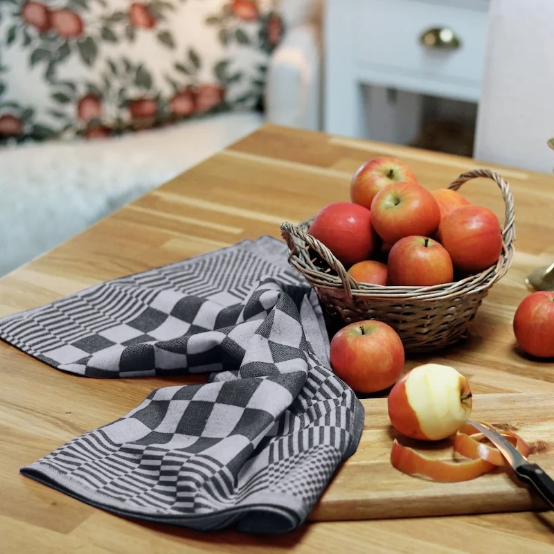 Theedoeken Geruit 65x65 cm - Set van 6 - Zwart-Wit