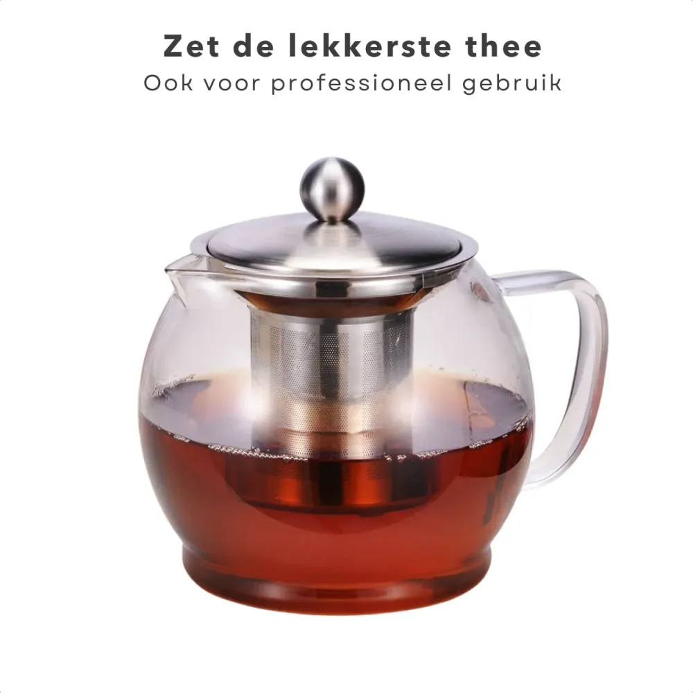 Cheqo® Theepot met Filter - Uitneembaar Filter - 1.2 liter - RVS