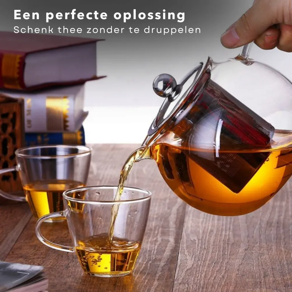 Cheqo® Theepot met Filter - Uitneembaar Filter - 1.2 liter - RVS