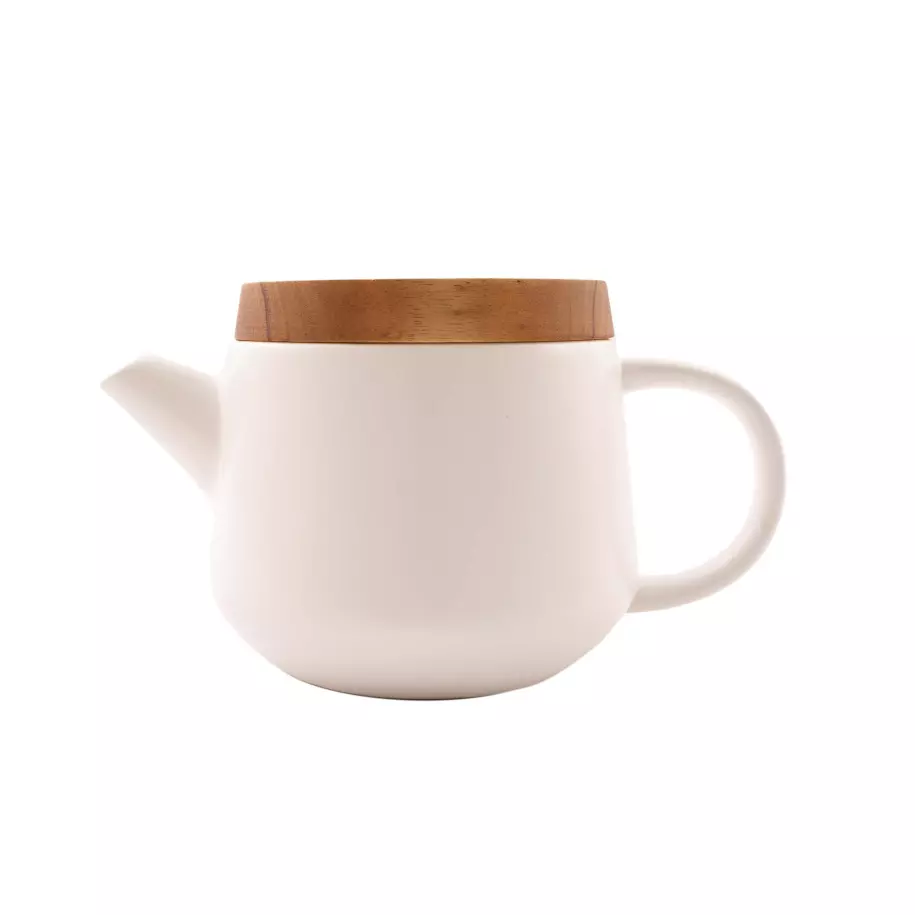 Theepot met deksel uit acacia wit 600ml Pointvirgule