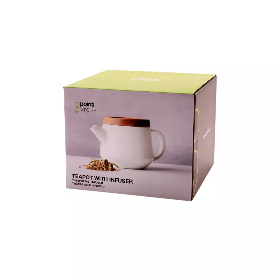 Theepot met deksel uit acacia wit 600ml Pointvirgule