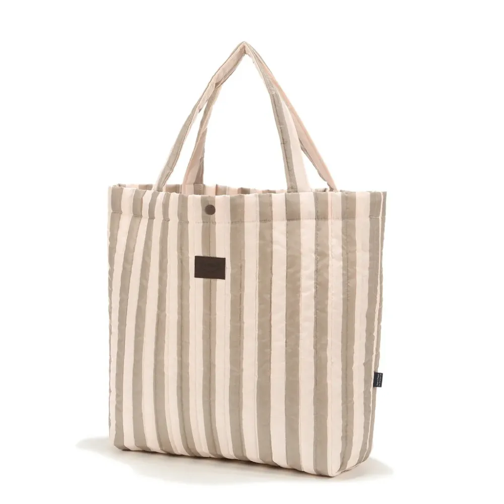 La Millou Mummie Shopper Tas Ortalion Strepen Beige