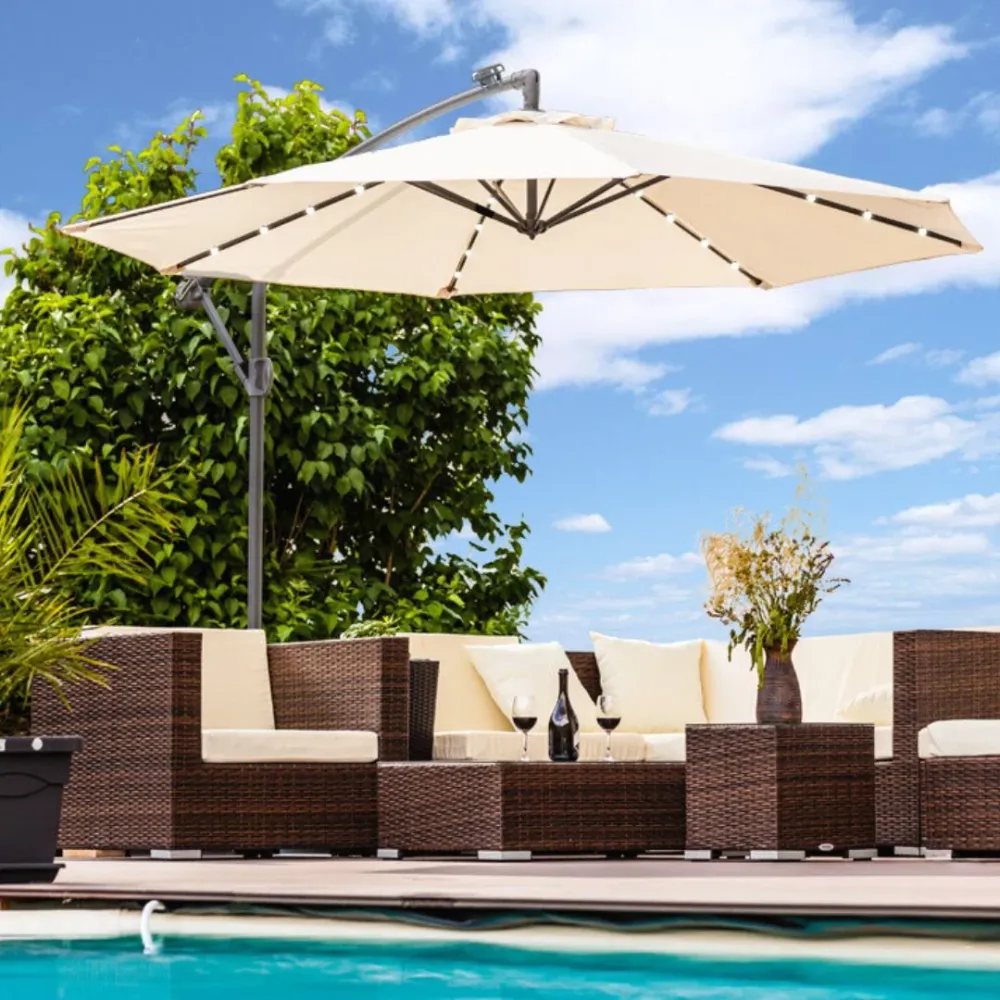 Floraya - Zweefparasol 300 350cm - LED verlichting - Div. Kleuren Eve-Motion