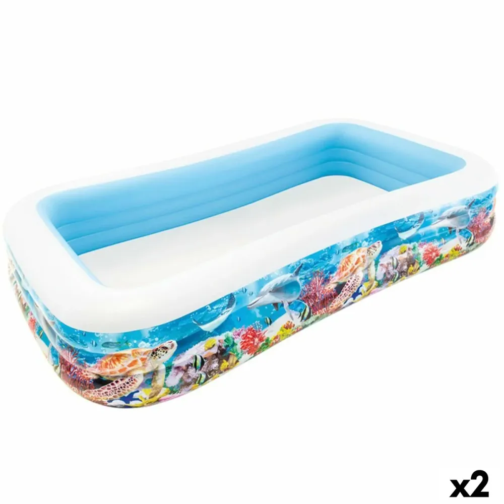 Opblaasbaar Kinderzwembad Intex Tropisch 1020 L 305 x 56 x 183 cm (2 Stuks)