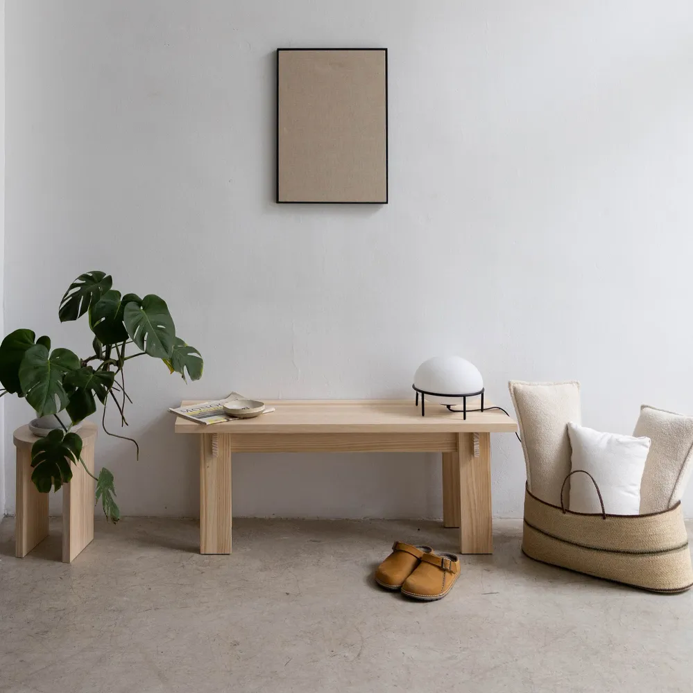 Begur medium bench uni pine wood 120 cm