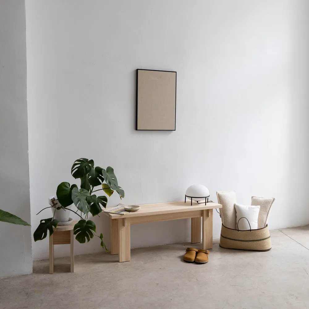Begur medium bench uni pine wood 120 cm