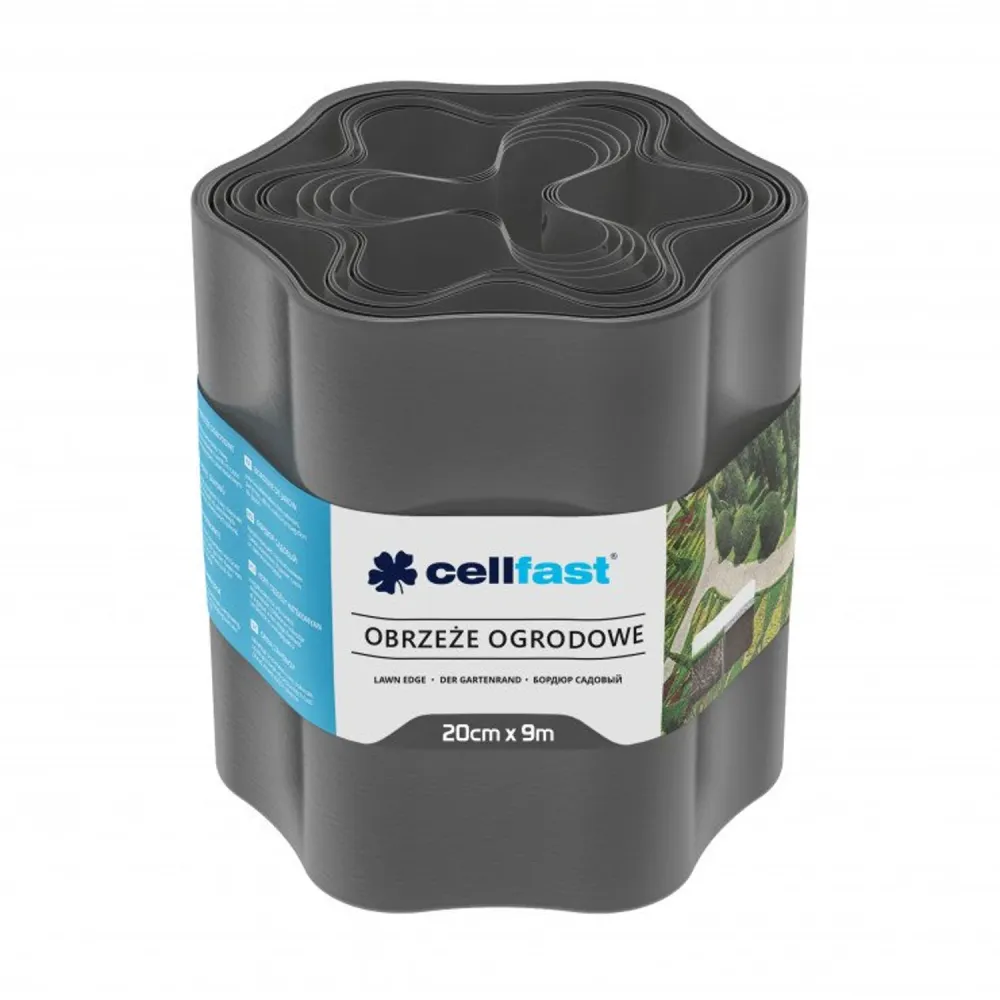 Cellfast - Gazonrand - Tuinranden 20 cm x 9 m | Tuin palissade - Grafietkleur met Telescoop Steel
