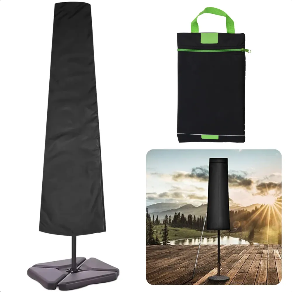 Cheqo® Afdekhoes Parasol - Parasolhoes Staande Parasol - Beschermt tegen Regen, Zon, Vorst, Vuil & Bladeren - 210d Polyest...
