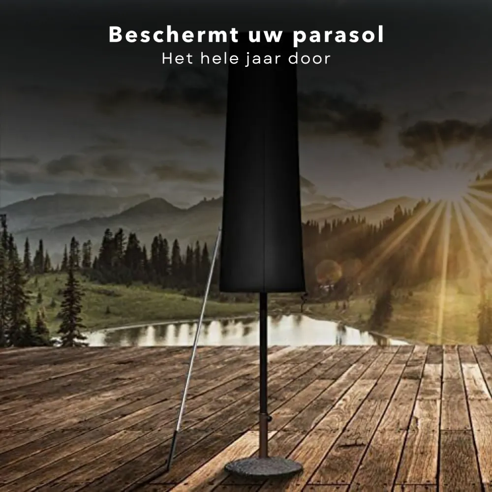 Cheqo® Afdekhoes Parasol - Parasolhoes Staande Parasol - Beschermt tegen Regen, Zon, Vorst, Vuil & Bladeren - 210d Polyest...