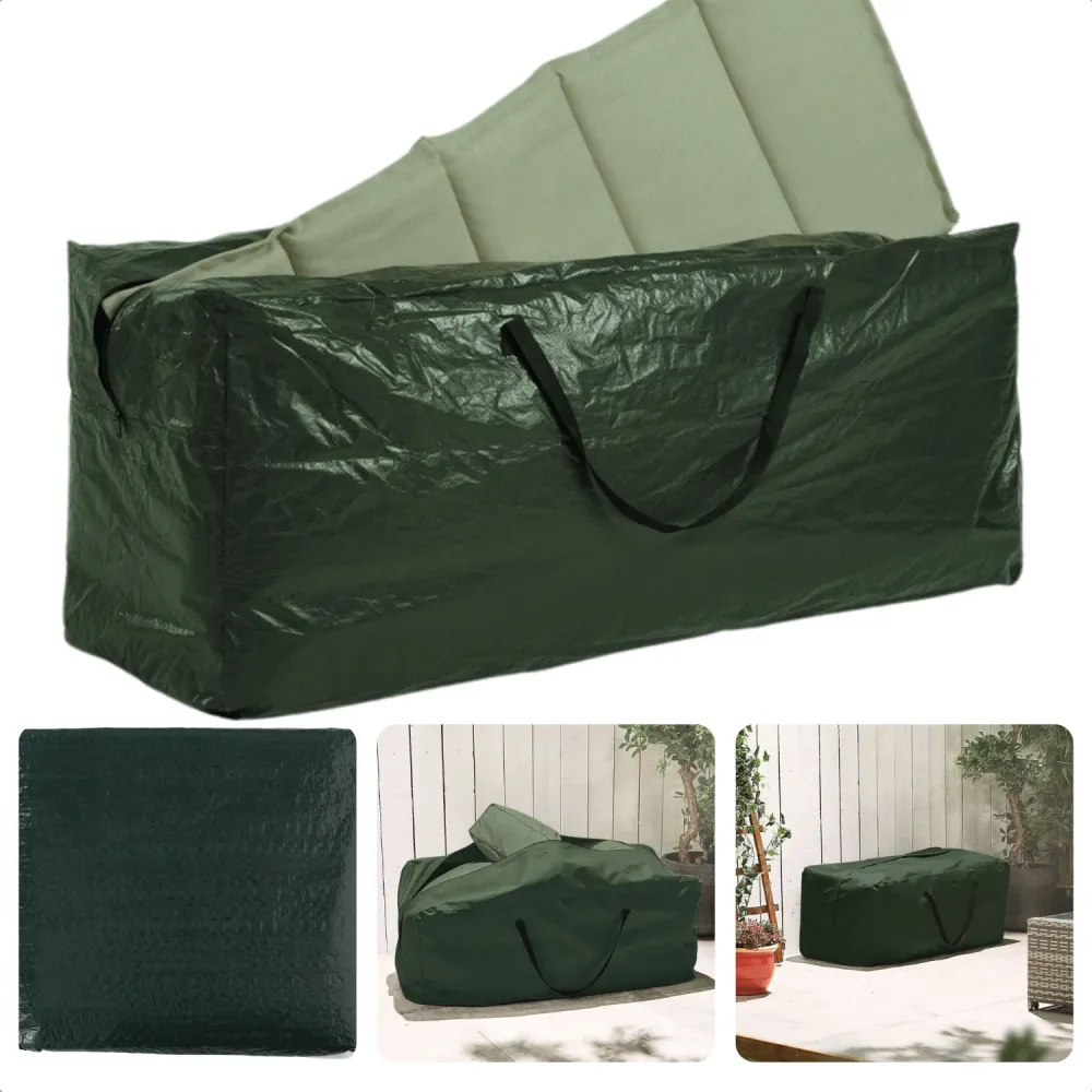Cheqo® Afdekhoes voor Tuinstoelkussens - Kussentas Bescherming - Opberghoes Tuinkussens - Tuinkussen Hoes - Groen - 4 tot...