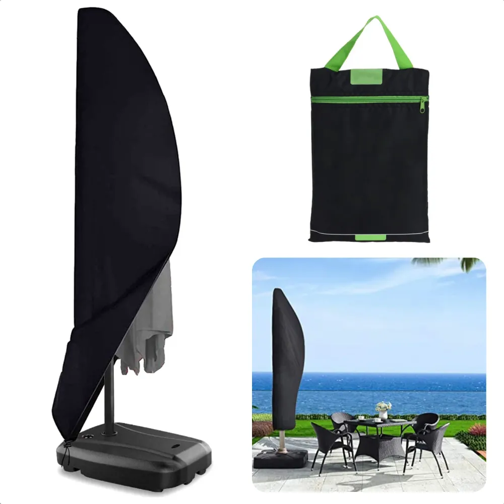 Cheqo® Parasolhoes voor Zweefparasol - Afdekhoes - 210D Polyester + PU Coating - Beschermt tegen Regen, Zon, Vorst, Vuil &...