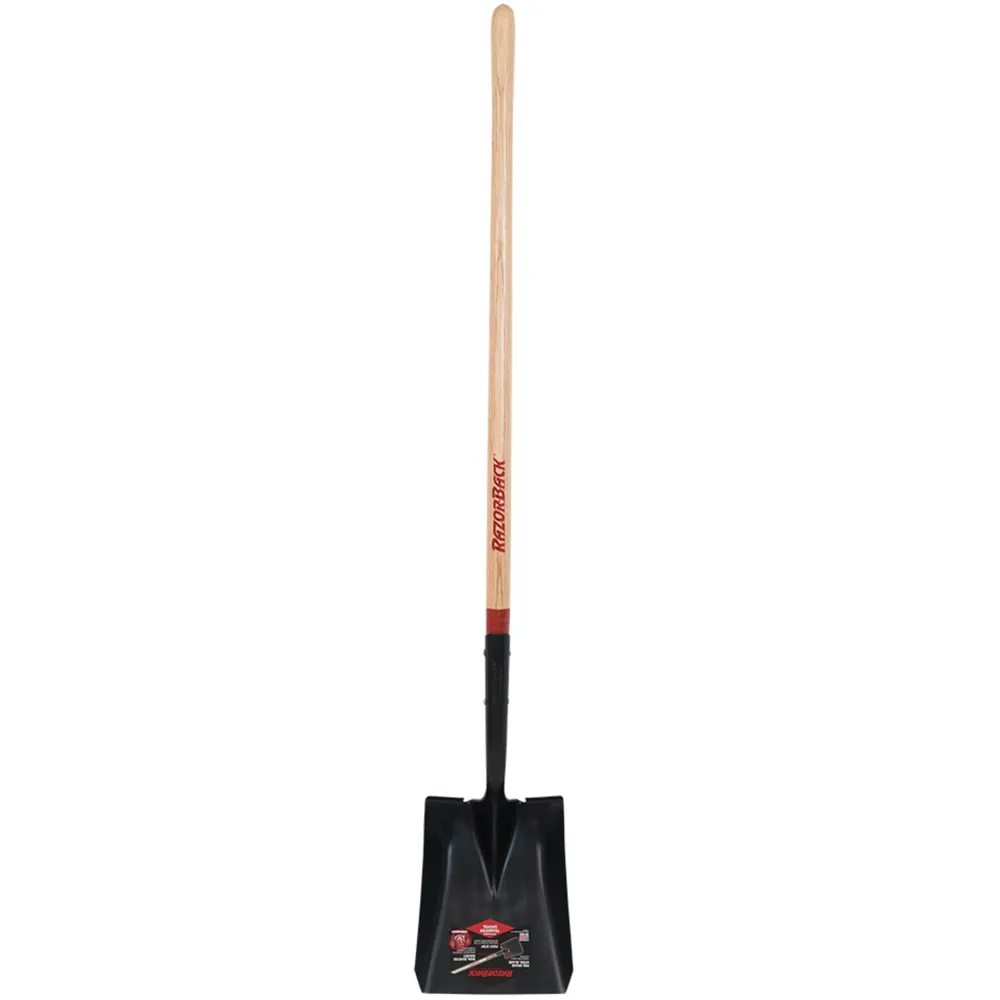 Razor-Back Square Point Shovel Tab Socket and Forward Turned Step Wood Handle Snel Schoon te Maken