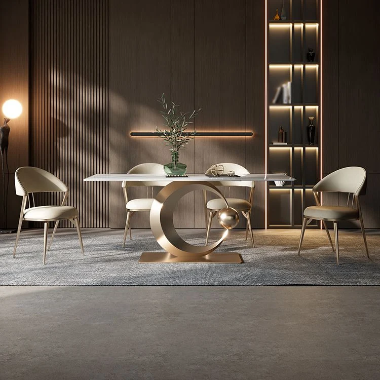 Eet- 1/4/5/6/7 Pieces Dining Chairs Set Sintered Stone Dining Table Set Rectangle Table