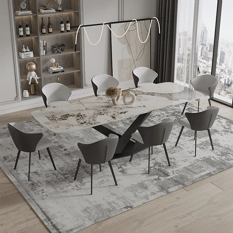 Eigentijds Sintered Stone Top Dining Set Rectangle 1/3/4/5/7/9 Pieces Dining Room Table Set inclusief kussens en hoes