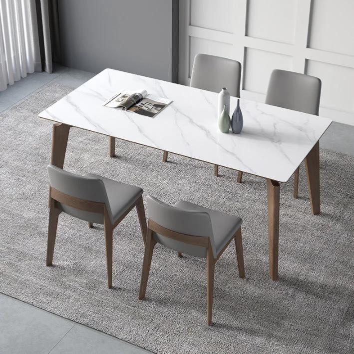 Glossy White Dining Table Leren Chairs 1/2/4/5/7 Pieces Modern Dinette Set voor Langdurig Buitengebruik