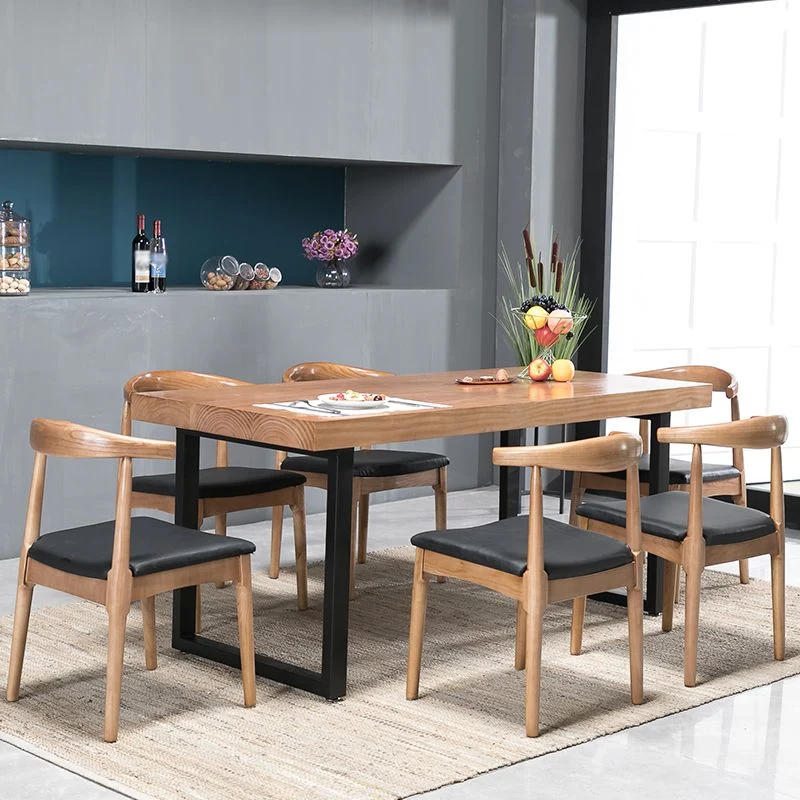 Industrial 1/2/5/7 Pieces Rectangle Dining Set Eenkleurig Wood Dining Table Chairs