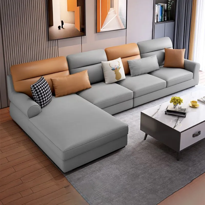 L-Shape Rolled Arm Pillowed Back Cushions Sectional Sofa Chaise Snel te Monteren | Complete Set