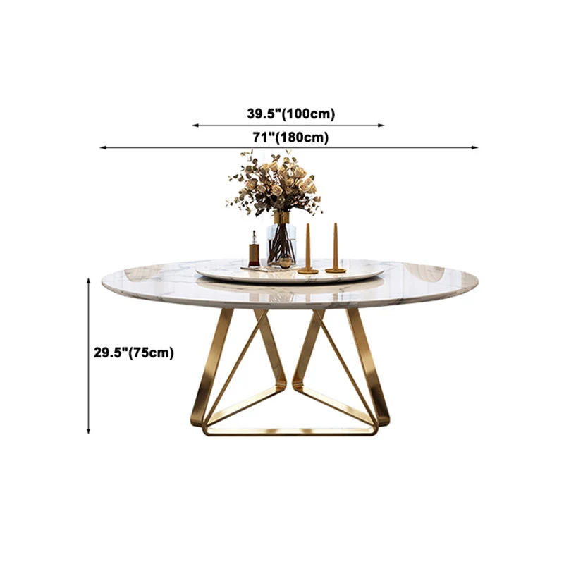 Met Eettafel Round Dining Table Set 1/4/5/7/9 Pcs Marble Dining Table Upholstered Chairs