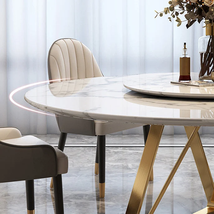Met Eettafel Round Dining Table Set 1/4/5/7/9 Pcs Marble Dining Table Upholstered Chairs