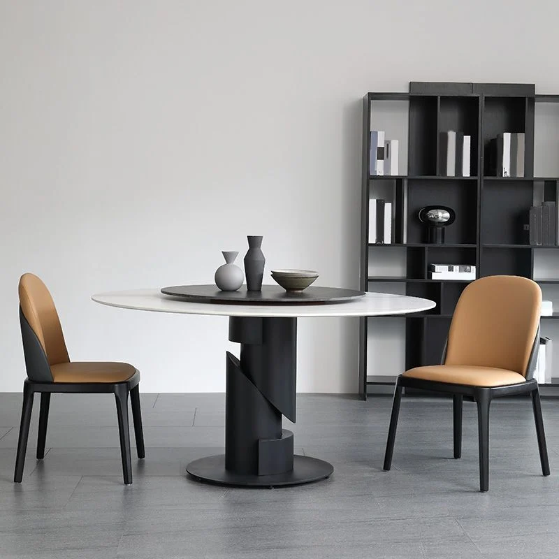 Met Eettafel Strak Sintered Stone Dinette Set 1/3/4/5/7 Pieces Round Dining Table Set Turntable