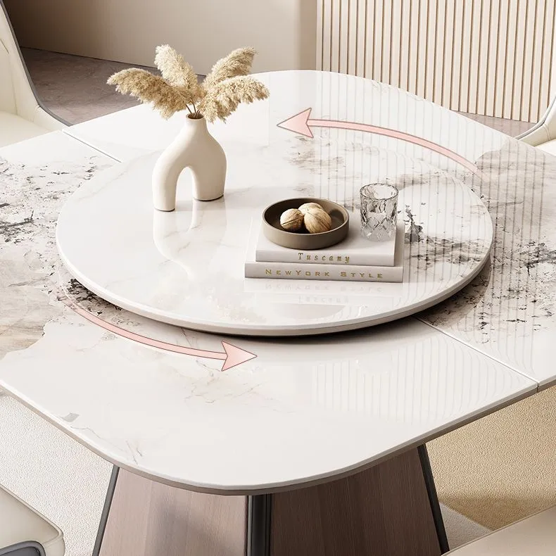 Modern Ivoor Stone Top Dining Set 1/5/7 Pieces Dining Table Set Padded Chairs